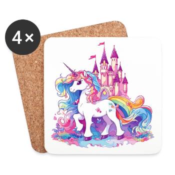 Unicorn Rainbow Castle Colorful Magic Fantasy - Coasters (set of 4) - white - Front