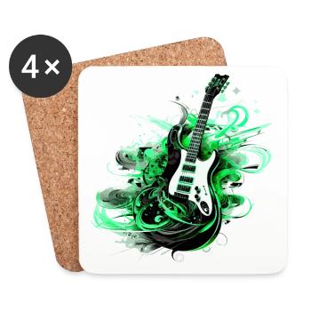 Guitare électrique Guitare Guitariste Instrument de musique Rock - Dessous de verre (lot de 4) - blanc - Devant