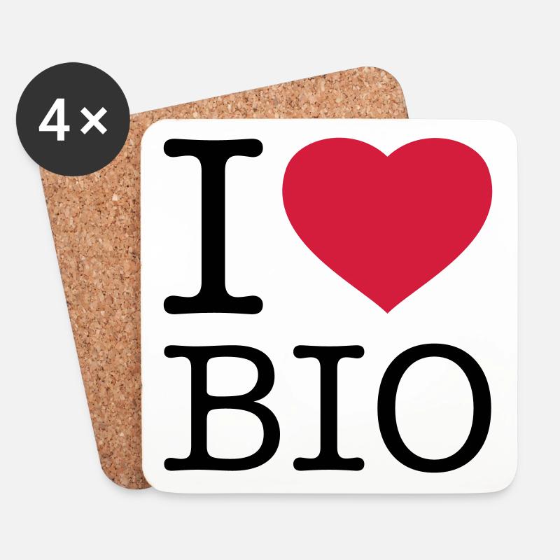 I LOVE BIO - Untersetzer (4er-Set) - Weiß