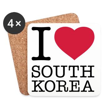 I LOVE SOUTH KOREA Südkorea - Untersetzer (4er-Set) - Weiß - Vorne
