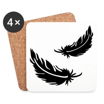 Two flying feathers - Coasters (set of 4) - white - Front