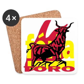 Taureau de Provence avec logo coloré - Dessous de verre (lot de 4) - blanc - Devant