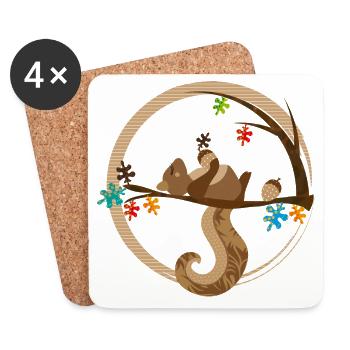 Ein Eichhörnchen schläft - Untersetzer (4er-Set) - Weiß - Vorne