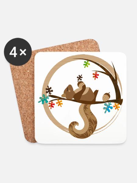 A squirrel is sleeping - Coasters (set of 4) - white