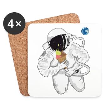 Un astronaute avec un cornet de crème glacée - Dessous de verre (lot de 4) - blanc - Devant