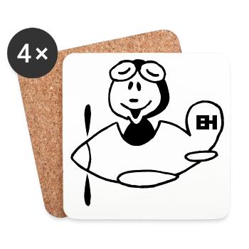 Laughing Pilot Airplane Design - Coasters (set of 4) - white - Front