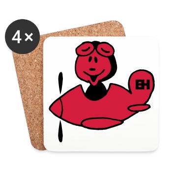 Red Airplane, Two-Color Design - Coasters (set of 4) - white - Front