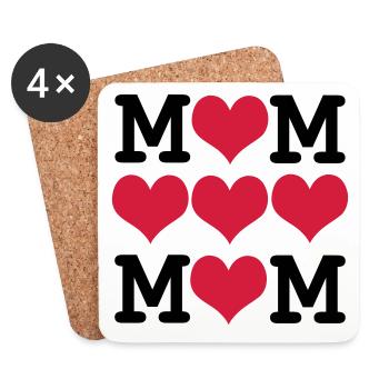 Maman je t'aime  - fêtes des mères - Dessous de verre (lot de 4) - blanc - Devant