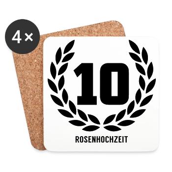 10 Rosenhochzeit - Untersetzer (4er-Set) - Weiß - Vorne