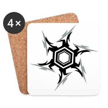 Ninja throwing star - Coasters (set of 4) - white - Front
