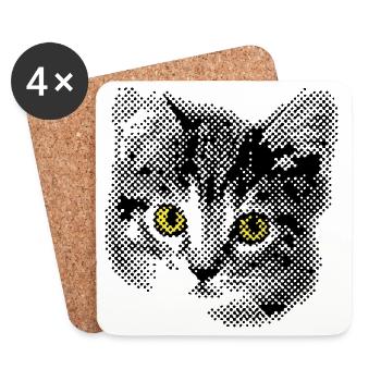 Katzenbaby mit gelben Augen - Untersetzer (4er-Set) - Weiß - Vorne