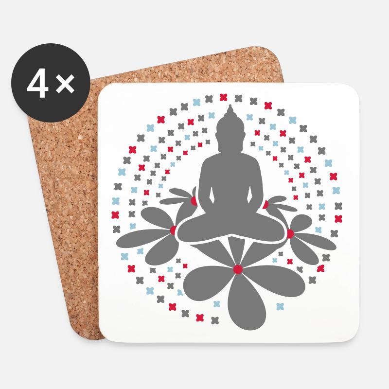 Buddha Mandala - Untersetzer (4er-Set) - Weiß