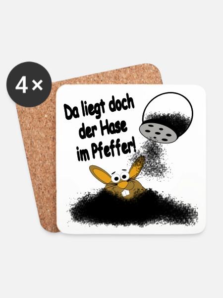 Hase im Pfeffer - Untersetzer (4er-Set) - Weiß