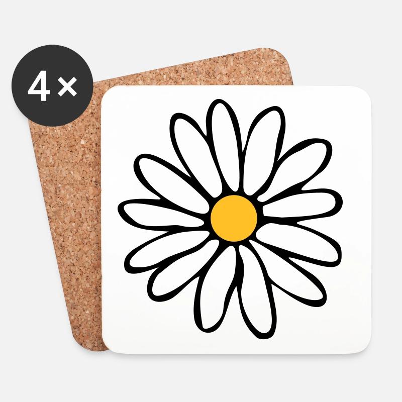 Margeriten - Untersetzer (4er-Set) - Weiß