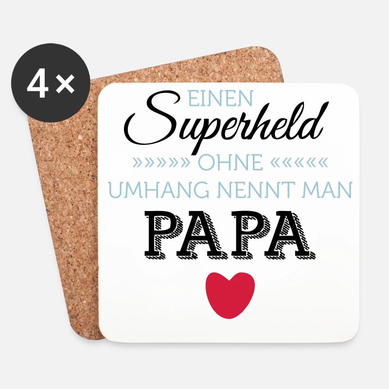Superheld Papa T-Day2015 Feelings - Untersetzer (4er-Set) - Weiß