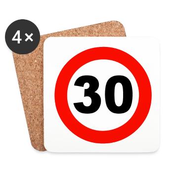 30.Geburtstag ,Verkehrsschild 30 (25) - Untersetzer (4er-Set) - Weiß - Vorne
