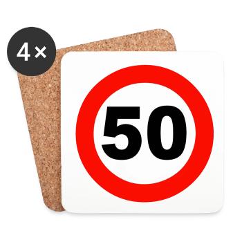 50.Geburtstag , Verkehrsschild , 50 Jahre (25) - Untersetzer (4er-Set) - Weiß - Vorne
