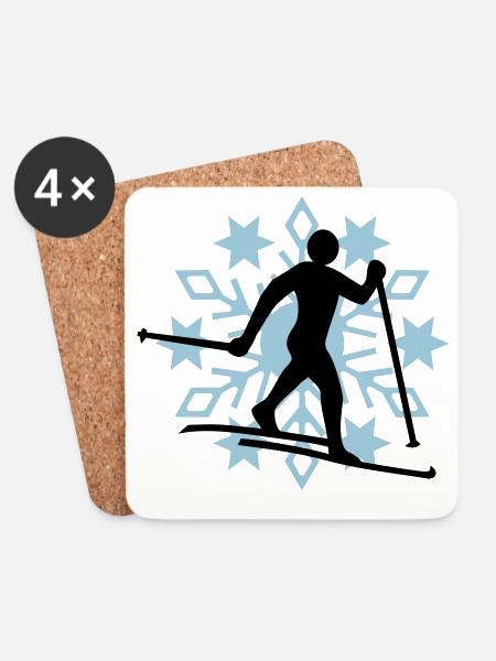 Cross-country snow flake - Coasters (set of 4) - white