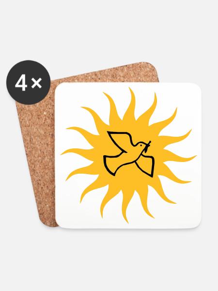 Friedenstaube Sonne - Untersetzer (4er-Set) - Weiß
