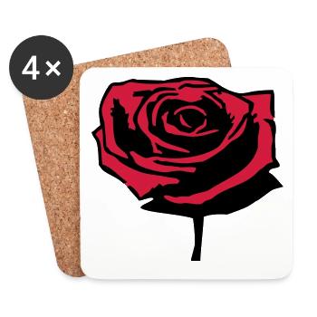 Rose rouge - Dessous de verre (lot de 4) - blanc - Devant