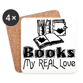 Livres - My Real Love Gift Book Reading Reader - Dessous de verre (lot de 4) - blanc - Devant