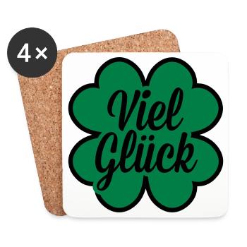 Viel Glück Kleeblatt - Untersetzer (4er-Set) - Weiß - Vorne