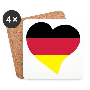 Coeur allemand - Dessous de verre (lot de 4) - blanc - Devant