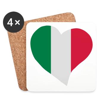 Cœur italien - Dessous de verre (lot de 4) - blanc - Devant