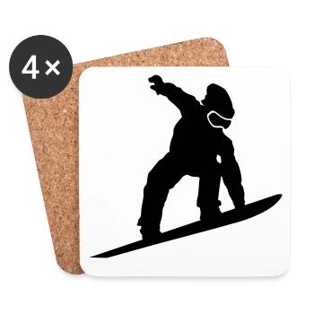 Snowboarder Silhouette - Untersetzer (4er-Set) - Weiß - Vorne
