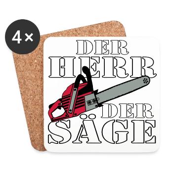 Motorsäge , der Herr der Säge Motorsäge (25) - Untersetzer (4er-Set) - Weiß - Vorne