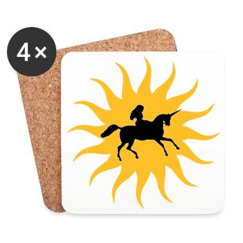 Sonne mit Einhorn - Untersetzer (4er-Set) - Weiß - Vorne