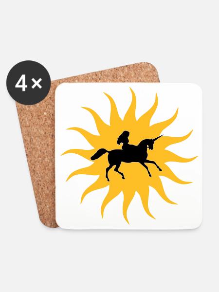Sun with Unicorn - Coasters (set of 4) - white