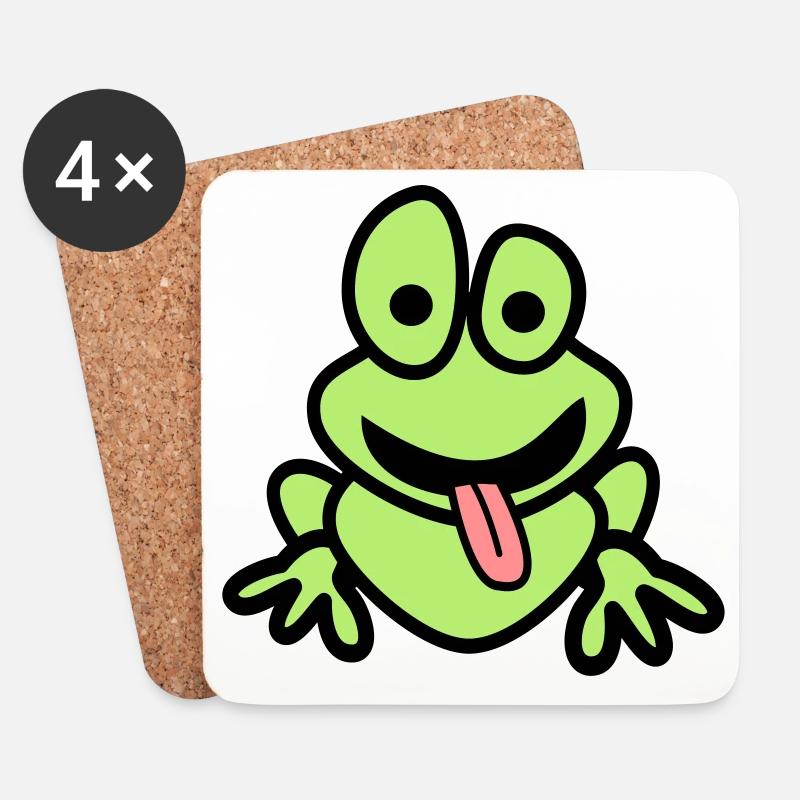 Frosch mit Zunge - Untersetzer (4er-Set) - Weiß