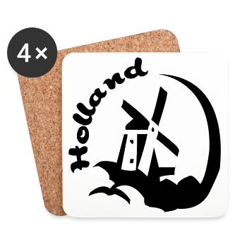 Holland-Windmühle - Untersetzer (4er-Set) - Weiß - Vorne
