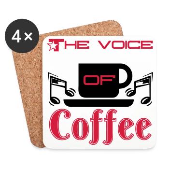 The Voice of Coffee Kaffee, Fun, Geschenk, Spruch - Untersetzer (4er-Set) - Weiß - Vorne