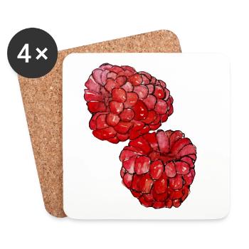 Himbeeren  - Untersetzer (4er-Set) - Weiß - Vorne