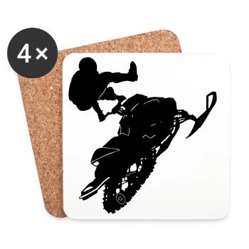 Motoneige pilote Stunts - Dessous de verre (lot de 4) - blanc - Devant