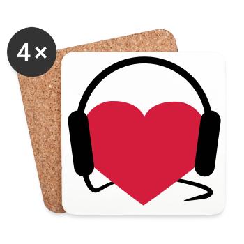 Musiclover | Herz | Heart | Kopfhörer | Musik | - Dessous de verre (lot de 4) - blanc - Devant