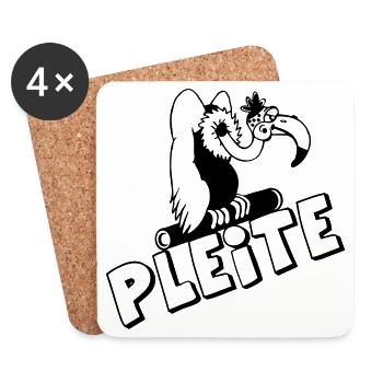 Party Shirt ,Feiern , Karneval, Pleite Geier(25) - Untersetzer (4er-Set) - Weiß - Vorne