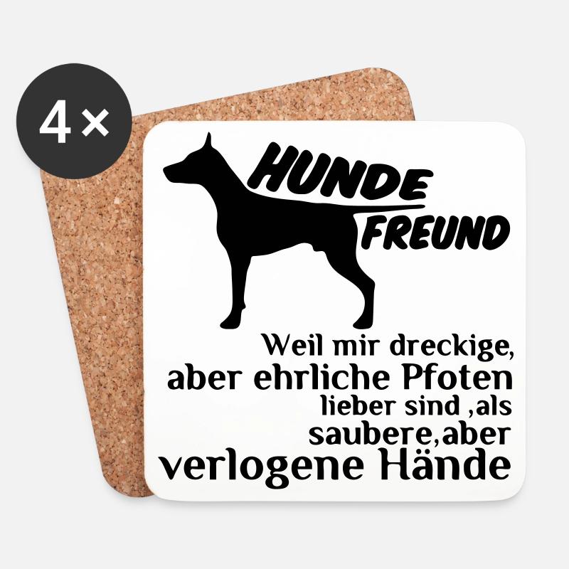 Hundefreund Hund Tier Spruch Geschenk - Untersetzer (4er-Set) - Weiß