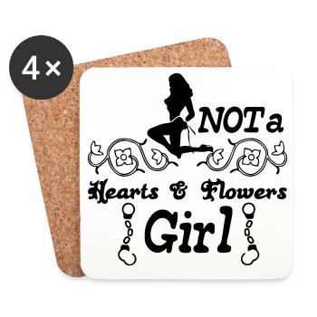 Not a hearts&flowers girl Geschenk - Untersetzer (4er-Set) - Weiß - Vorne