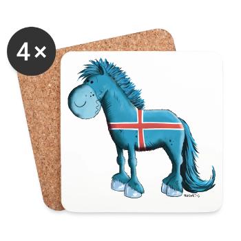Cheval islandais - Dessous de verre (lot de 4) - blanc - Devant