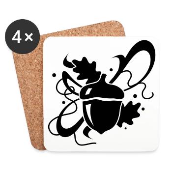 Acorn with oak leaves - Coasters (set of 4) - white - Front