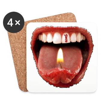 Date of birth 1 - tongue teeth - Coasters (set of 4) - white - Front