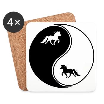 Islandpferde Yin Yang Freizeitreiten Pferd - Untersetzer (4er-Set) - Weiß - Vorne