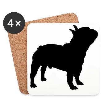 Französische Bulldogge - Untersetzer (4er-Set) - Weiß - Vorne