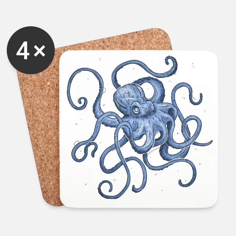 Octopus - Coasters (set of 4) - white