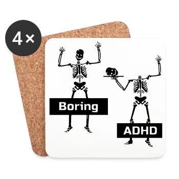 Boring vs ADHD ADHS Spruch Geschenk - Untersetzer (4er-Set) - Weiß - Vorne