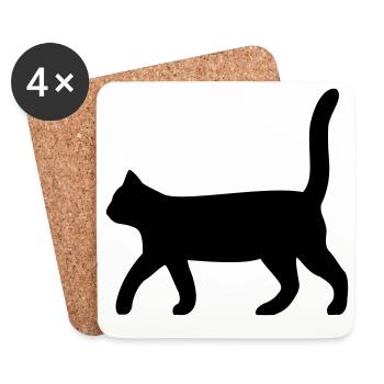 Chat noir - Dessous de verre (lot de 4) - blanc - Devant