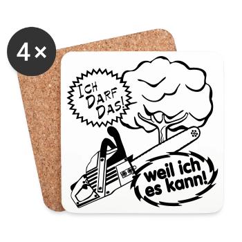 Motorsäge , Kaminholz , Old School , Baum (25) - Untersetzer (4er-Set) - Weiß - Vorne